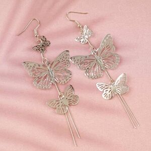 Jessica Simpson Elegant Gold Tone Butterfly Dangle Earrings